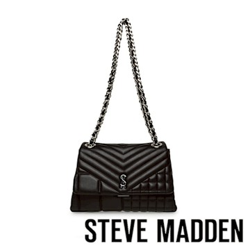 STEVE MADDEN-格紋壓印翻蓋肩背包 BVOLT-Q-黑色
