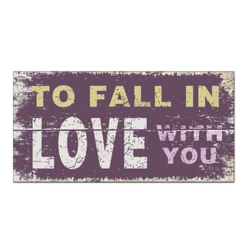 OPUS LOFT 純真年代 橫式仿舊文字木板畫  20 x 40cm  LOVE WITH U