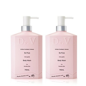 【澳洲Dr. V -即期品】專業級配方-純淨溫和沐浴乳-( 2入組-750ml/瓶) 即期品-2026年5月到期