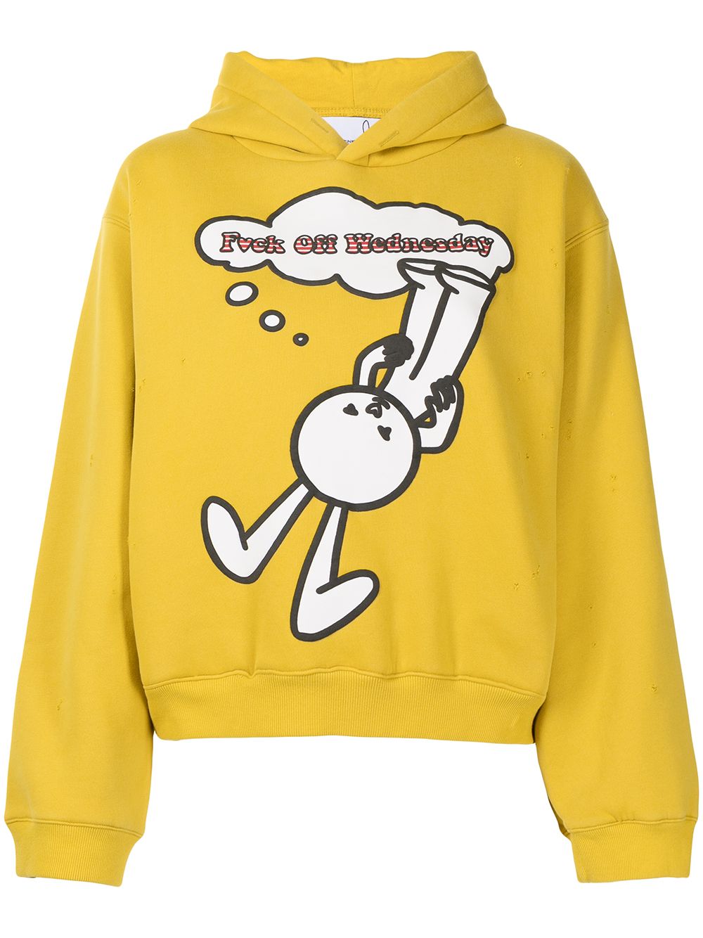 Natasha Zinko - Wednesday distressed rabbit-print hoodie - women - Cotton/Polyester - M - Yellow