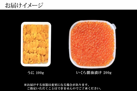 1768.  うに 100g いくら醤油漬け 200g ウニ チリ産 冷凍 いくら 二色丼 雲丹 イクラ 海鮮 海鮮丼 うに丼 いくら丼 いくら醤油漬け 送料無料 北海道 弟子屈町