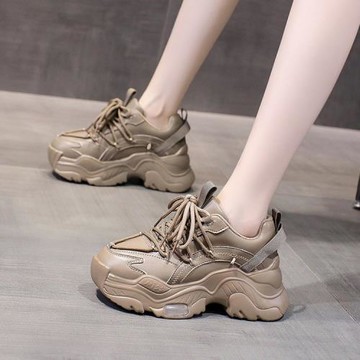 大碼女鞋41一43老爹鞋女2024年新款春秋情侶款厚底冬季加絨運動鞋