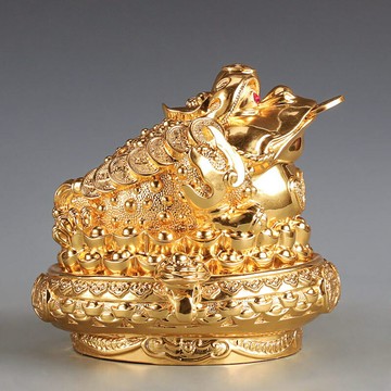 純銅貼金金蟾招財擺件三腳金蟾蜍三足金蟾辦公室店鋪家居擺件