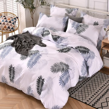 JINDACHI 金大器 銀離子天絲絨床包組  雙人  清水葉香 白色  床包 + 兩用被 + 枕套 2個