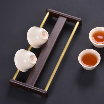好茗天花梨實木雙層茶杯架功夫茶具茶道零配件茶杯收納架子晾杯架