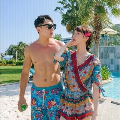 ペアルック カップル水着 メンズ レディース 花柄 お揃い水着 ビキニ サーフパンツ 海水浴 夏休み可愛い 通販 Lineポイント最大get Lineショッピング