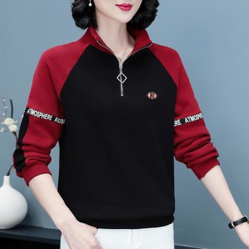 2025年新款衛衣女冬加絨加厚立領中年媽媽女士套頭半高領保暖上衣