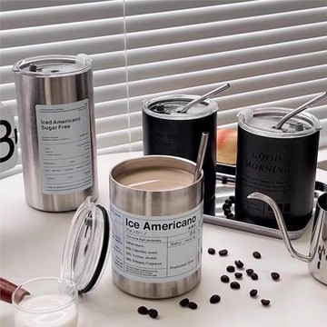 【新人立減5元】不銹鋼冰美式咖啡杯真空雙層直身杯家用保溫杯