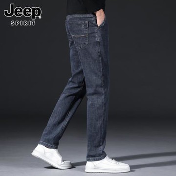 JEEP SPIRIT牛仔褲男士春季2025年新款彈力青年長褲子寬松直筒男