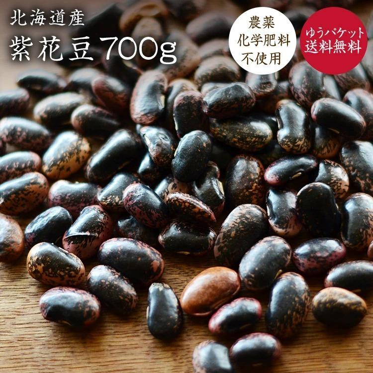 700g 北海道産 紫花豆 無農薬無化学肥料 花豆 いんげん豆 令和4年産