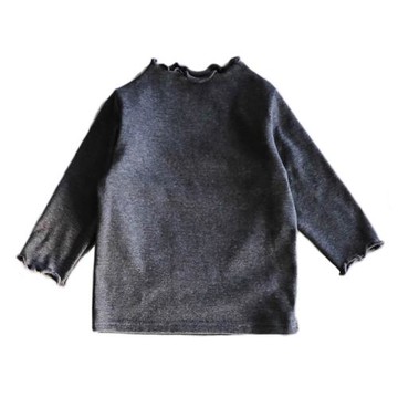 冬天也文藝！女童木耳邊純色高領打底衫秋冬寶寶棉柔上衣長袖t恤