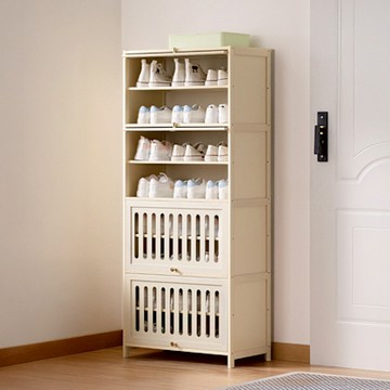 Happylife 楠竹奶白透氣翻門鞋櫃 九層60公分 Y12217