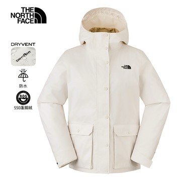 女款白色防水透氣保暖連帽羽絨內裡三合一外套｜88RWROR