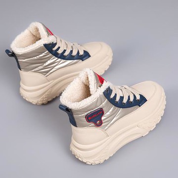 Taroko 特殊異材質拼接女款內刷毛保暖厚底短靴(2色可選)