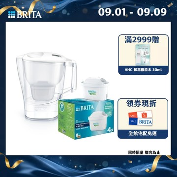 【BRITA】Aluna愛奴娜MXPRO濾水壺+4入MXPRO全效型濾芯(共5芯)-BRITA官方旗艦店