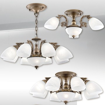 簡約石紋玻璃半吸頂燈 F51–47–1571、1572、1573、1574、1575