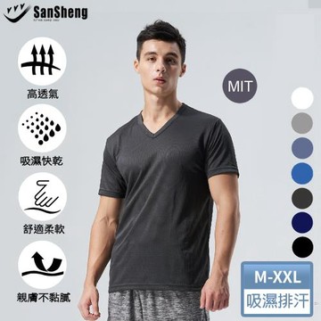 【SanSheng三勝】MIT台灣製智慧導流涼感排汗V領排汗衣(M-XXL)