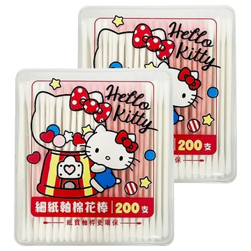 Hello Kitty 凱蒂貓 細紙軸 棉花棒  200支  2盒