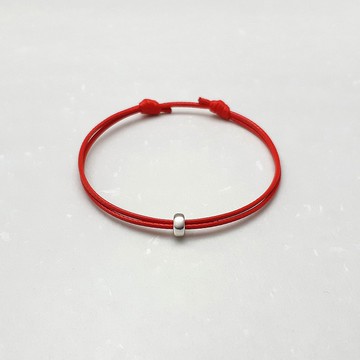蠟線手環 s925純銀 車輪珠 素色簡約 蠟繩細線 紅繩 紅線