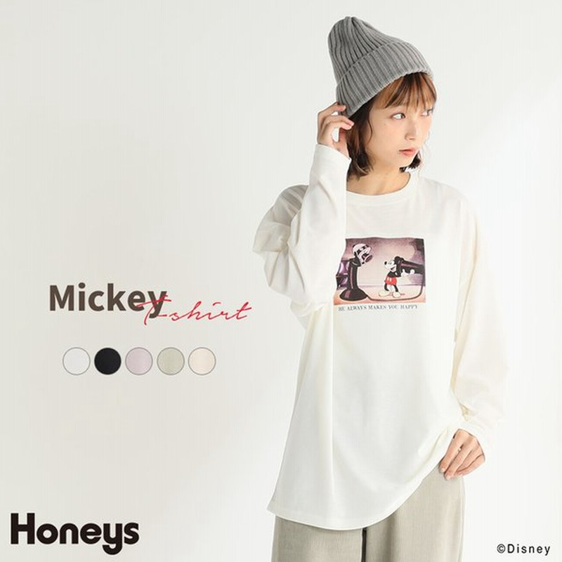 ディズニー ミッキー Tシャツ レディース 長袖 秋 冬 Sale Honeys ハニーズ ｔシャツ ミッキー Web限定llサイズ有 通販 Lineポイント最大get Lineショッピング