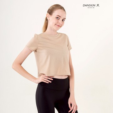 【Danskin】卡其色短袖鏤空上衣X4UTS330