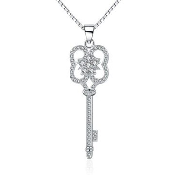 現貨+預購 925純銀項鍊鑲鑽吊墜-獨特時尚鑰匙百搭七夕情人節生日禮物女配件銀飾73am162【獨家進口】【米蘭精品】