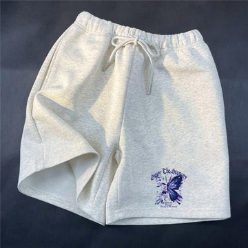 【當天出貨 蝴蝶印花】高品質！五分短褲男運動褲休閒短褲夏季新款寬鬆短褲百搭籃球褲 運動褲 短褲 五分褲 居家穿短褲