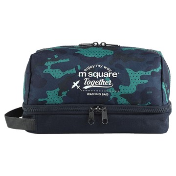 m square 雙層拉鍊盥洗包  迷彩藍色  24.384 x 12.446 x 13.97cm