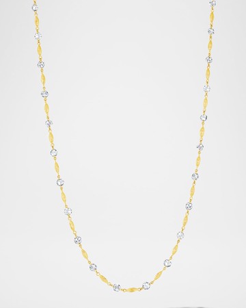 18K Yellow Gold Ethereal Diamond and Seed Bead Necklace, 18"L
