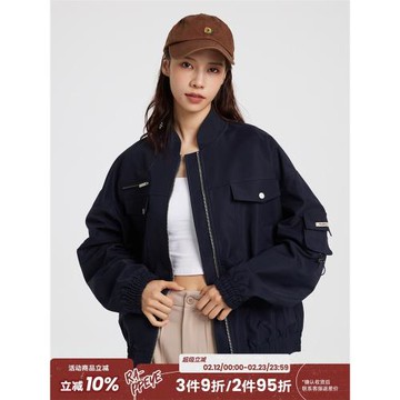 RAPPEYE 貼袋美式復古短款棒球服外套上衣寬松百搭新款飛行夾克