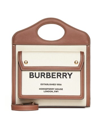 Burberry Canvas And Leather Pocket Handbag