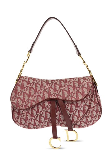 Christian Dior - 2002 pre-owned Trotter Double Saddle shoulder bag - women - Canvas/Leather - One Size - Red