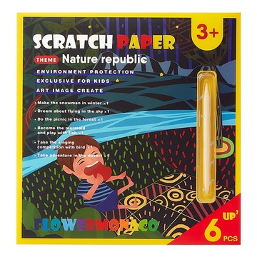 FLOWER MONACO 炫彩童話故事刮畫包 6張刮畫紙  自然樂園  1組