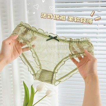 3條組 蕾絲內褲女 大碼 網紗內褲 純棉 中低腰 襠抗菌 性感 無痕速幹內褲 女生 日係 甜美泡泡蕾絲內褲 加大碼
