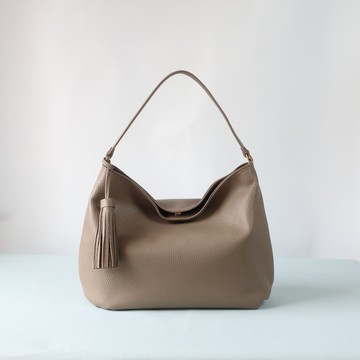 蓬鬆柔軟包款・摩卡色・縮紋皮革・訂製生產