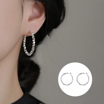 輕奢時尚S999純銀 銀光環耳圈款耳環
