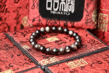 Tibukkyo台灣德榕藏品 原礦無染色 銀曜石8mm手珠黑曜石手鍊客製