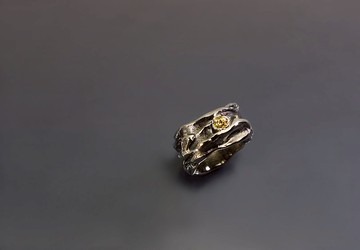 療癒系列-雲紋理黃寶石925銀戒