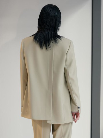 Signature Semi Overfit Wool Gabardine Blazer [Beige] (KE5211M01A)