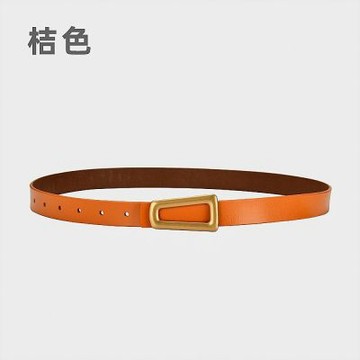 MoonDy 腰帶 棕色皮帶 精品腰帶 細腰帶 女皮帶 真皮皮帶 褲帶 皮帶 金扣皮帶 復