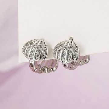 Sweet Air L16 日韓流行耳飾 S925銀針 迷你可愛滿鑽貝殼造型 耳針 耳環