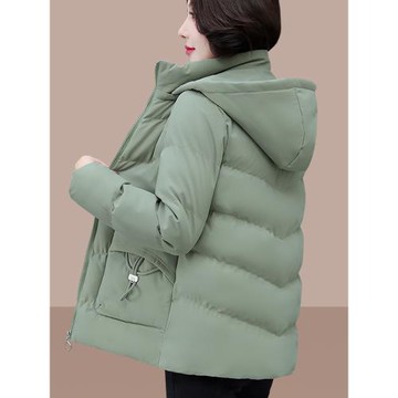 加絨加厚棉衣棉服女2025年新款冬季中老年媽媽裝連帽短款羽絨棉襖