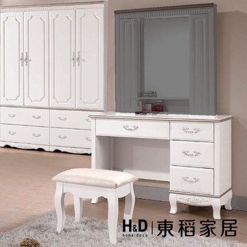 【H&D東稻家居】3.5尺化妝台下座鏡台組(含椅)(TCM-02330)