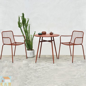 簡約戶外鐵藝桌椅 休閑庭院陽臺洽談桌椅 奶茶店下午茶成套餐桌椅