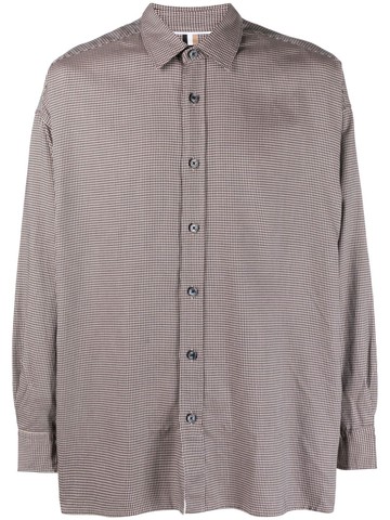 BOSS - check-print button-down shirt - men - Cotton/Lyocell/Elastane - L - Brown