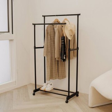 【H&R安室家】台製簡約雙桿升降曬衣架 曬衣桿 掛衣架 HG22B