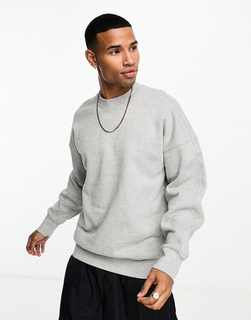 Only & Sons heavyweight crew neck sweat in grey melange