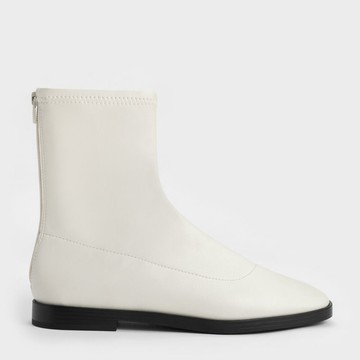 後拉鍊方頭短靴