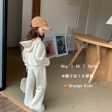 Orange Kids🍊【90-150】韓版洋氣連帽長袖套裝 休閑童裝 女童套裝 兒童運動服 女童秋裝 長褲 秋冬童裝