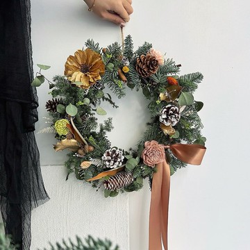 伊登花室 諾貝松搭進口乾燥花圈